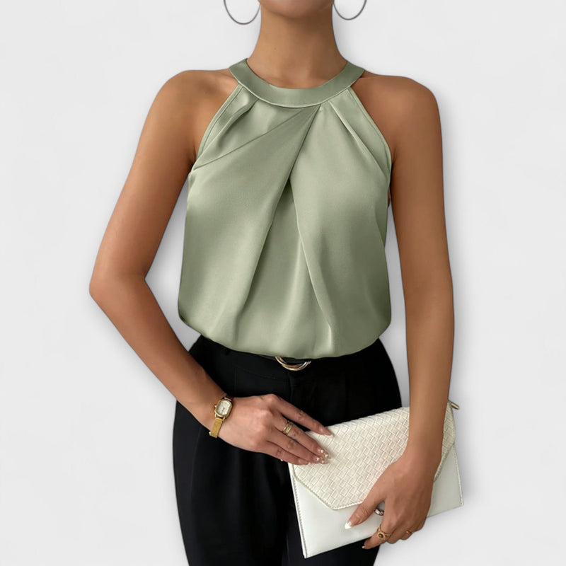 Skye - Chic Satijnen Blouse met Off-Shoulder Design
