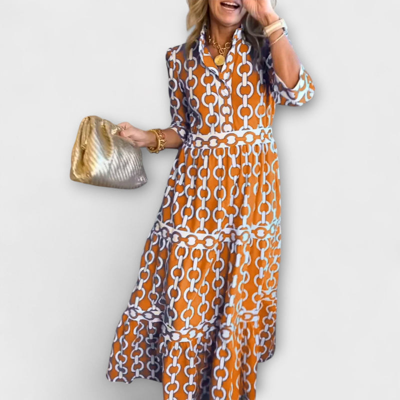 Juliette - Midi Jurk met Kettingpatroon