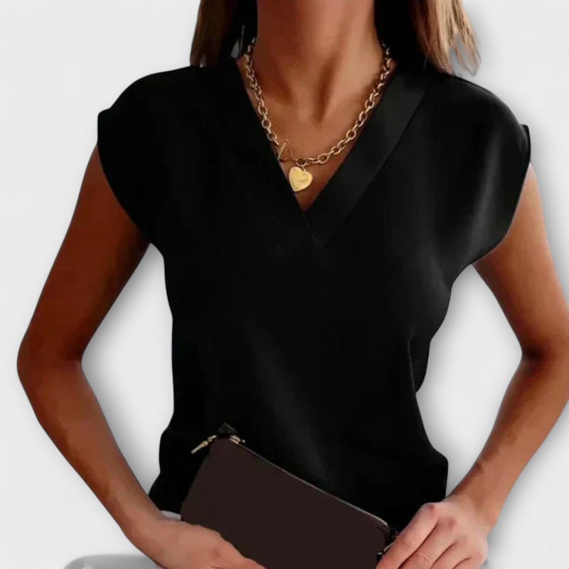 Dames V-hals Zomer Top met Losse Mouwen