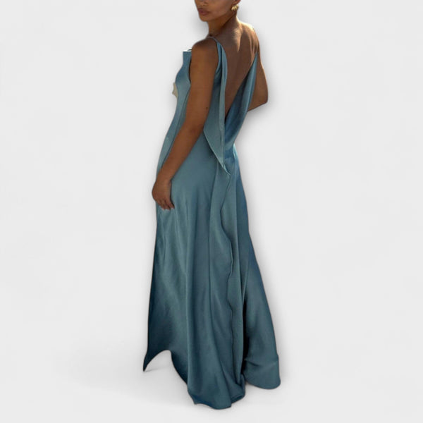 Hallie - Chic Satijnen Maxi Jurk met Hoge Splits
