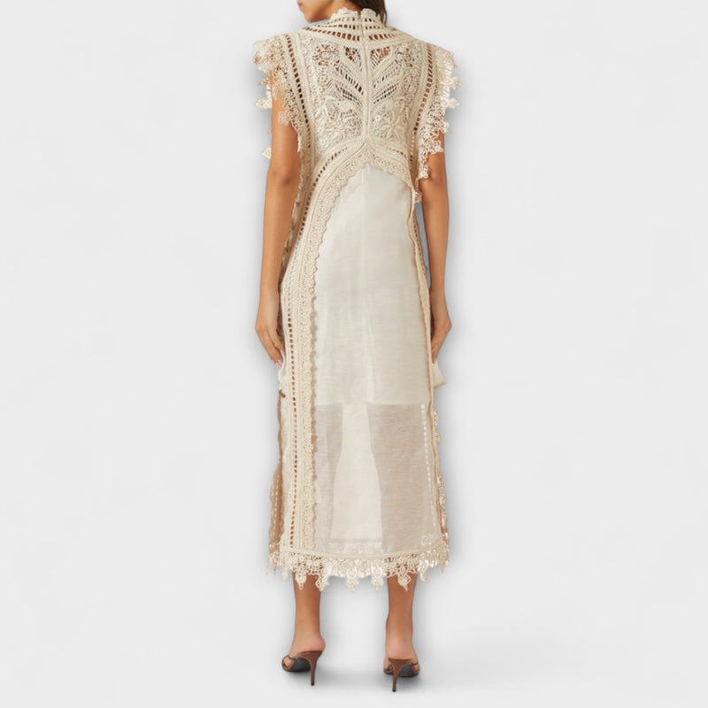 Mira - Geweven Holle Organza Maxi Jurk