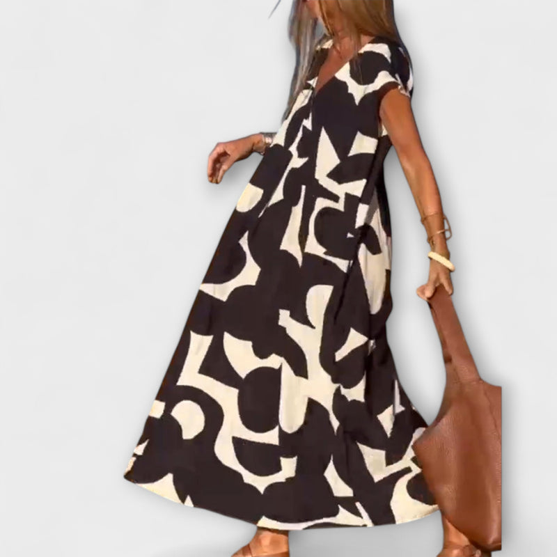 Elowen - Mouwloze Jurk met Uniek Geometrisch Print