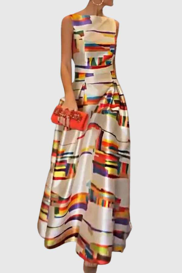 Ashlynn - Elegante Mouwloze Plissé O-Hals Avondjurk
