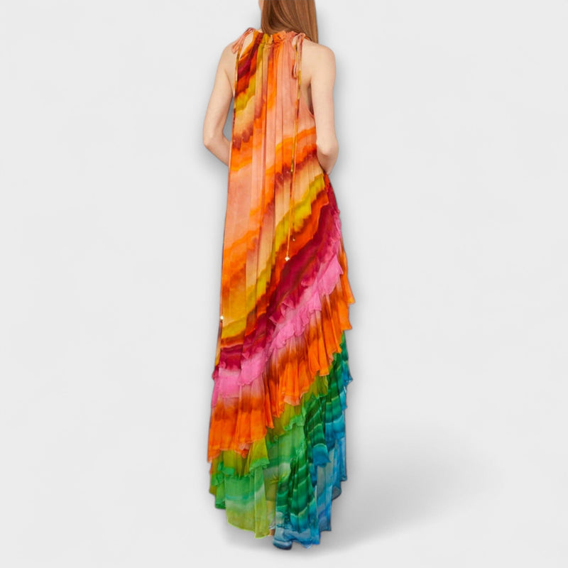 Velia - Elegante Chiffon Jurk tot de Enkel met Vloeiende Ontwerp