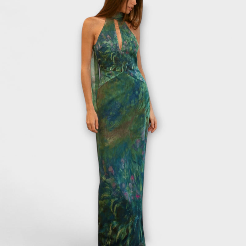 Maisie - Monet Iris Print Maxi Jurk