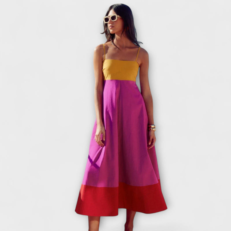 Kleurblok Spaghetti Strap Jurk