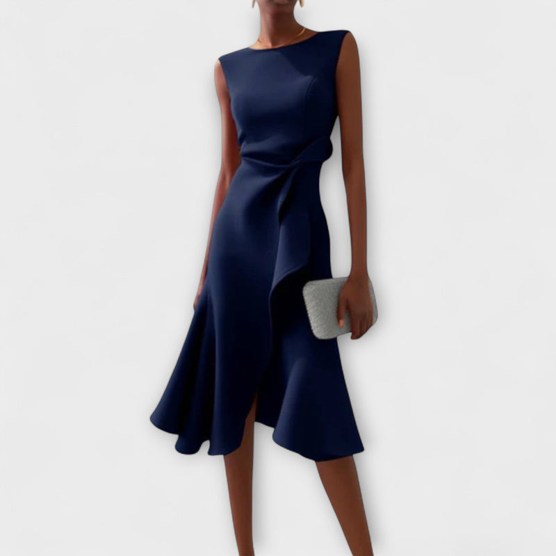Juliette – Asymmetrische Geplooide Midi-jurk