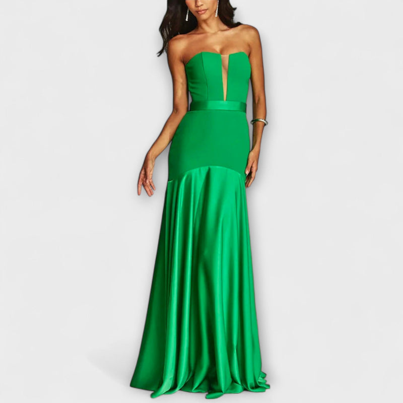 Vada - Off-Shoulder Maxi Jurk met V-Hals