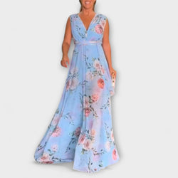 Gia - Mouwloze Maxi-jurk met Bloemenprint en Splitzoom