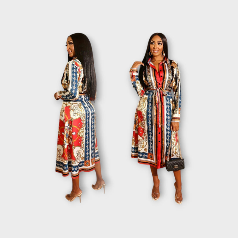 Marigold - Lange Mouwen Midi-Jurk