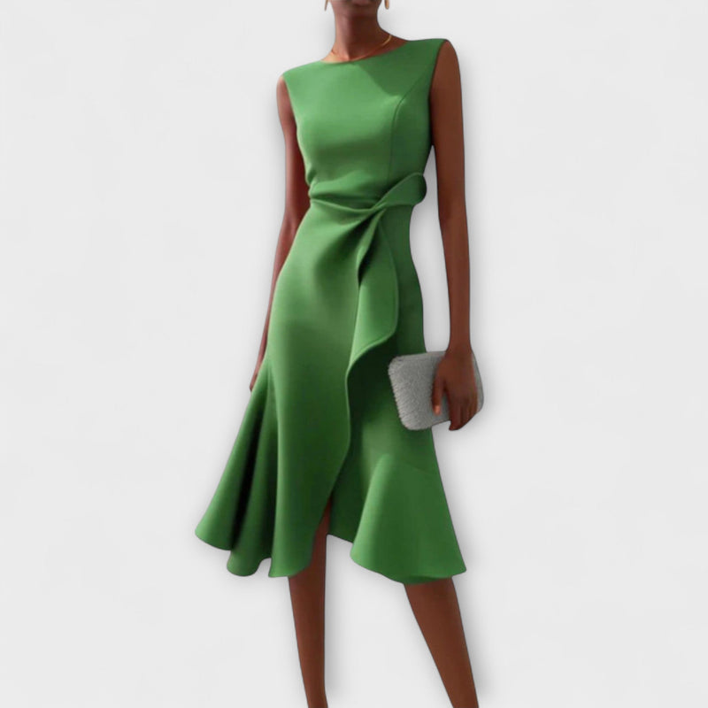 Juliette – Asymmetrische Gedrapeerde Midi-jurk