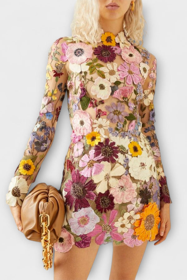 Dolores - Jurk met 3D Bloemenpatroon