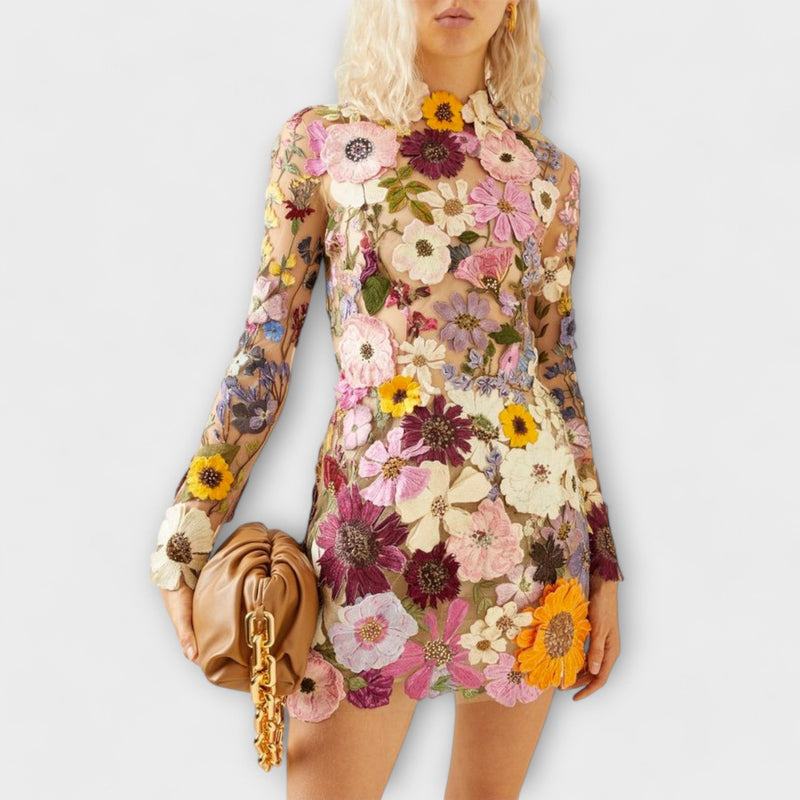 Dolores - Jurk met 3D Bloemenpatroon