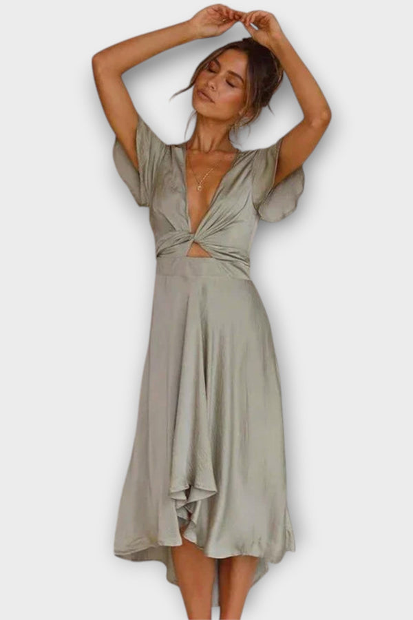 Margret - Elegante V-hals Midi Jurk