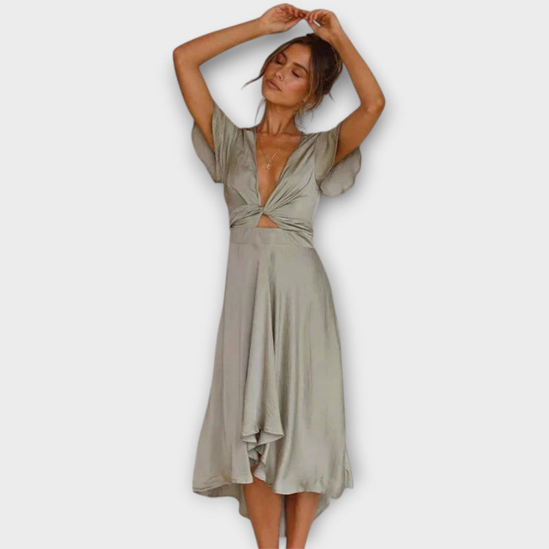 Margret - Elegante V-hals Midi Jurk