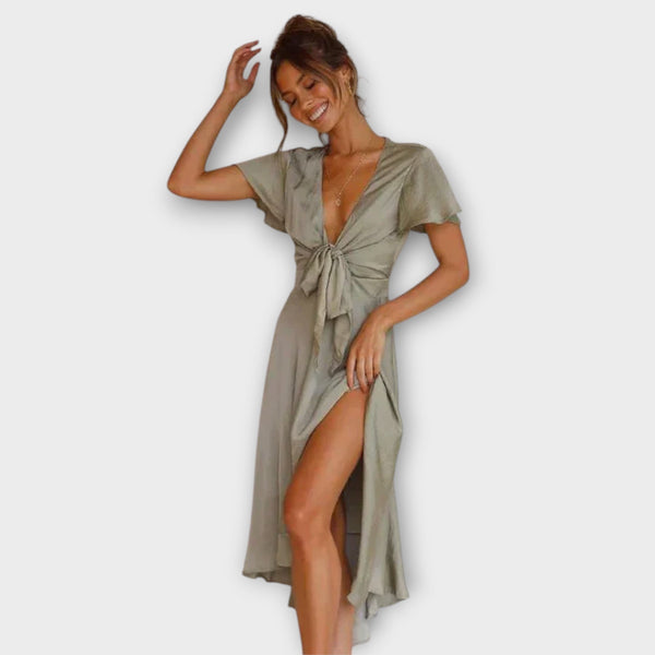 Margret - Elegante V-hals Midi Jurk