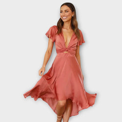 Margret - Elegante V-hals Midi Jurk