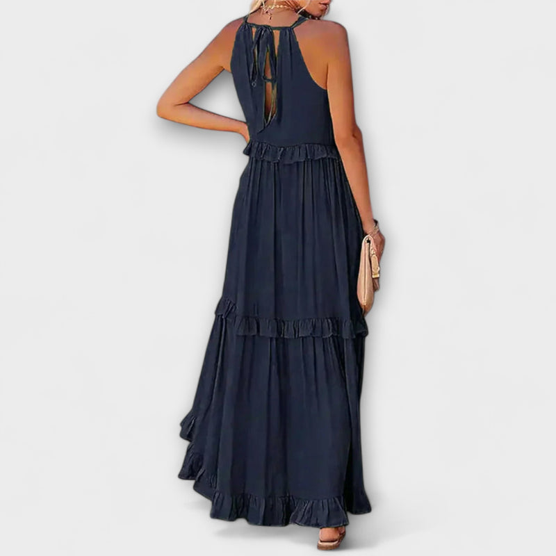 Delilah - Chique Halter Neck Jurk met Rimpelrand