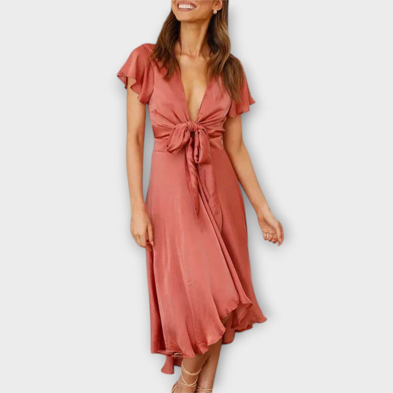 Margret - Elegante V-hals Midi Jurk