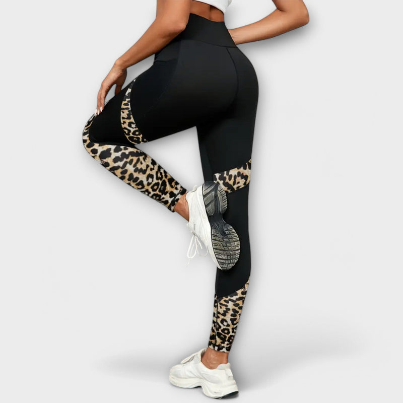 Hoge Taille Trainingsbroek met Luipaardprint