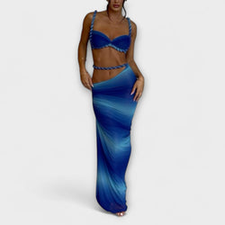 Jane - Stijlvolle Gradient Vlecht Crop Top & Overskirt Duo
