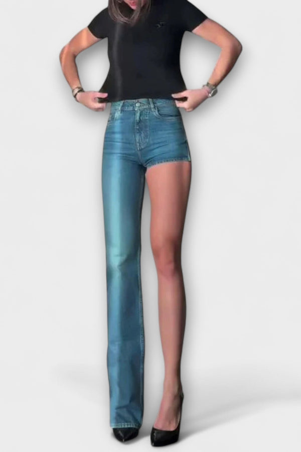 Astra - Trendy Asymmetrische Denim Shorts met Eén Schouderband