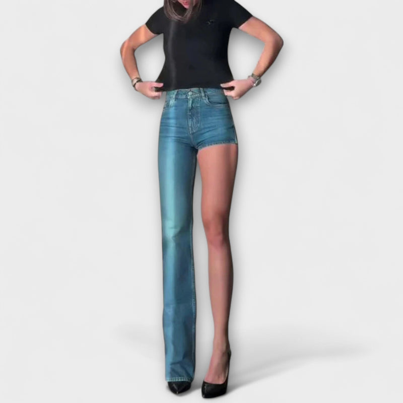Astra - Trendy Asymmetrische Denim Shorts met Eén Schouderband