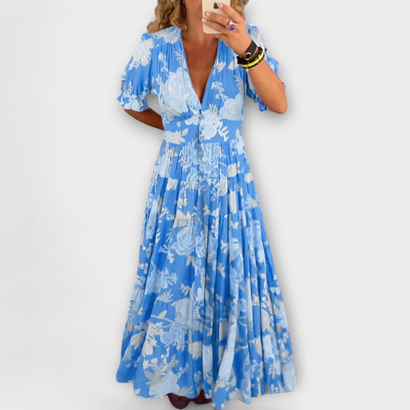 Catrisa - Bloemenprint V-hals Jurk