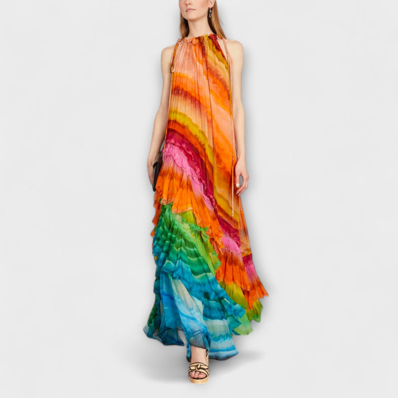 Velia - Elegante Chiffon Jurk tot de Enkel met Vloeiende Ontwerp