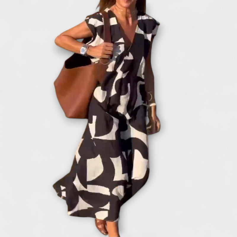 Elowen - Mouwloze Jurk met Uniek Geometrisch Print