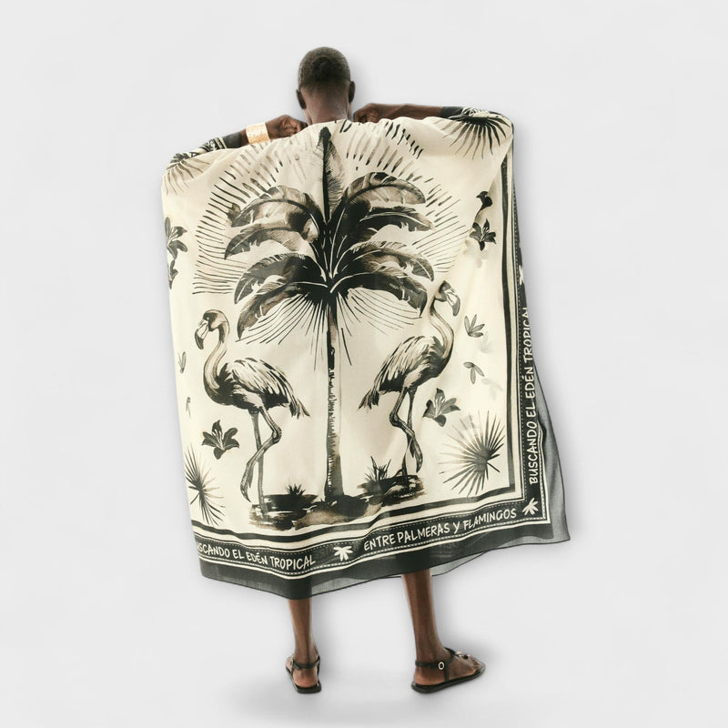 Melissa - Extra grote Flamingo Print Kaftan Maxi Jurk
