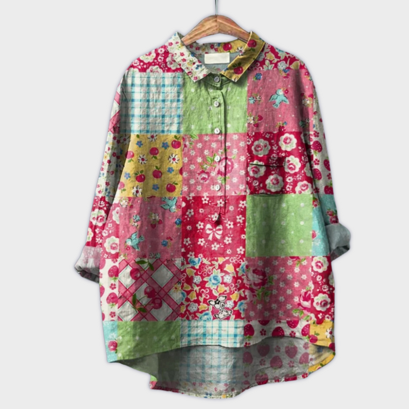 Magdalena - Handgemaakte Damesblouse met Bloemontwerp