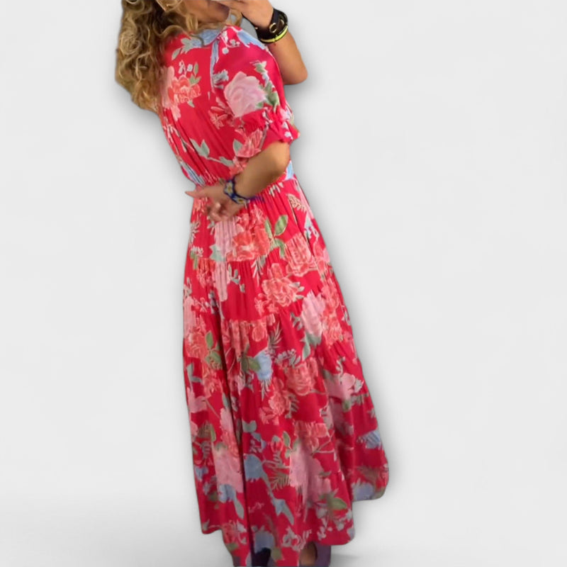 Catrisa - Bloemenprint V-hals Jurk