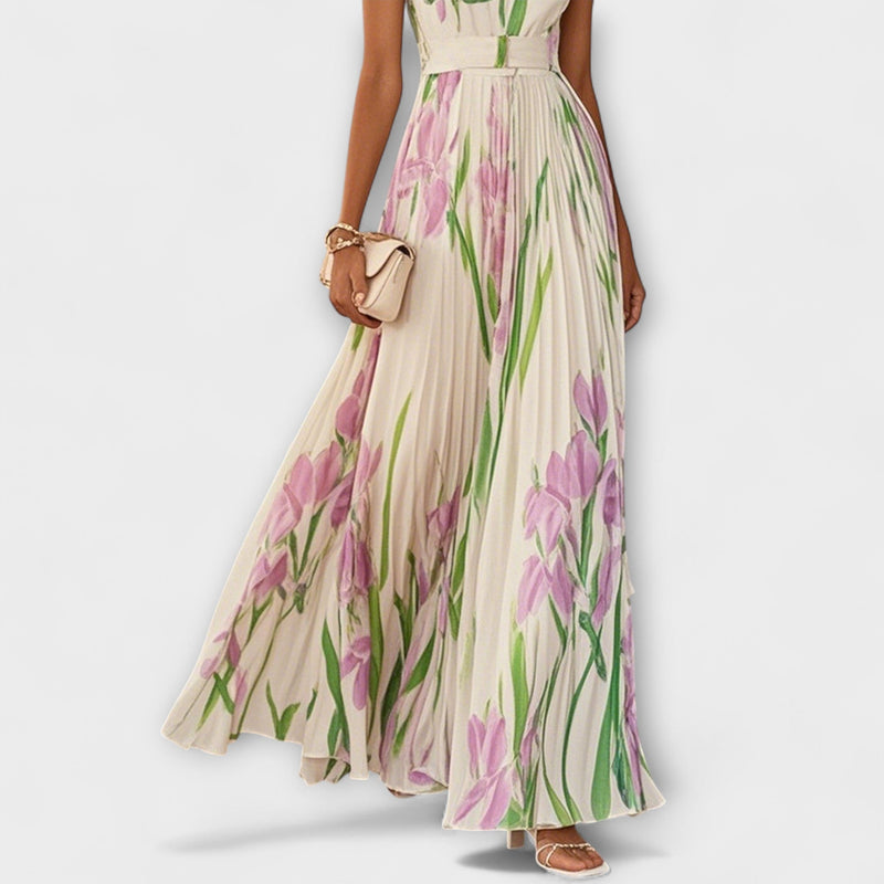 Vouwbare Bloemen Chiffon Maxi Jurk