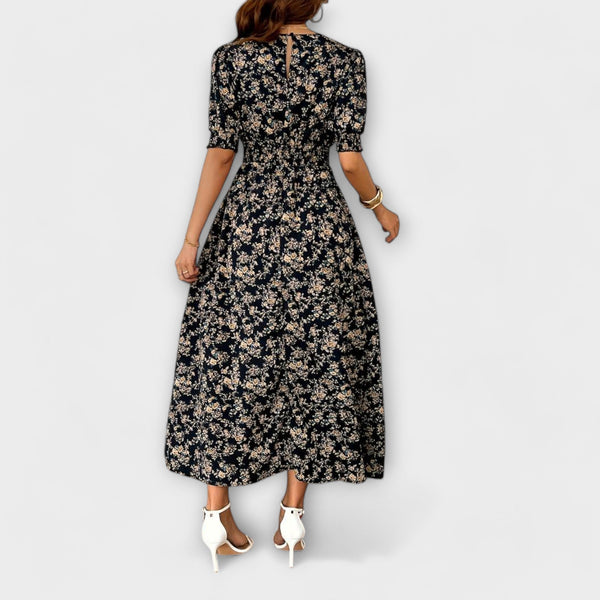 Amelia - Jurk met Ronde Hals en Bloemenpatroon