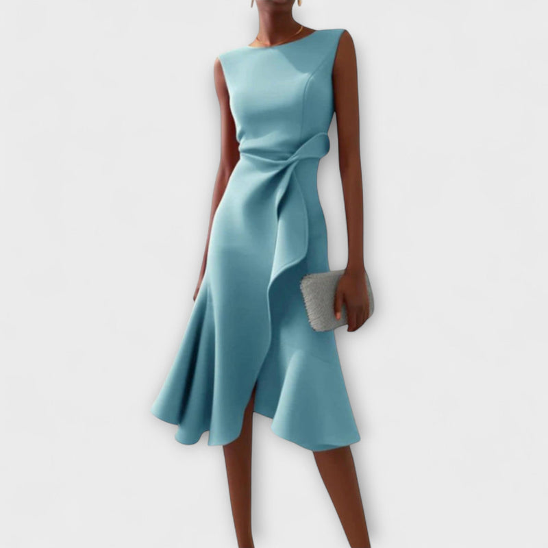 Juliette – Asymmetrische Gedrapeerde Midi-jurk