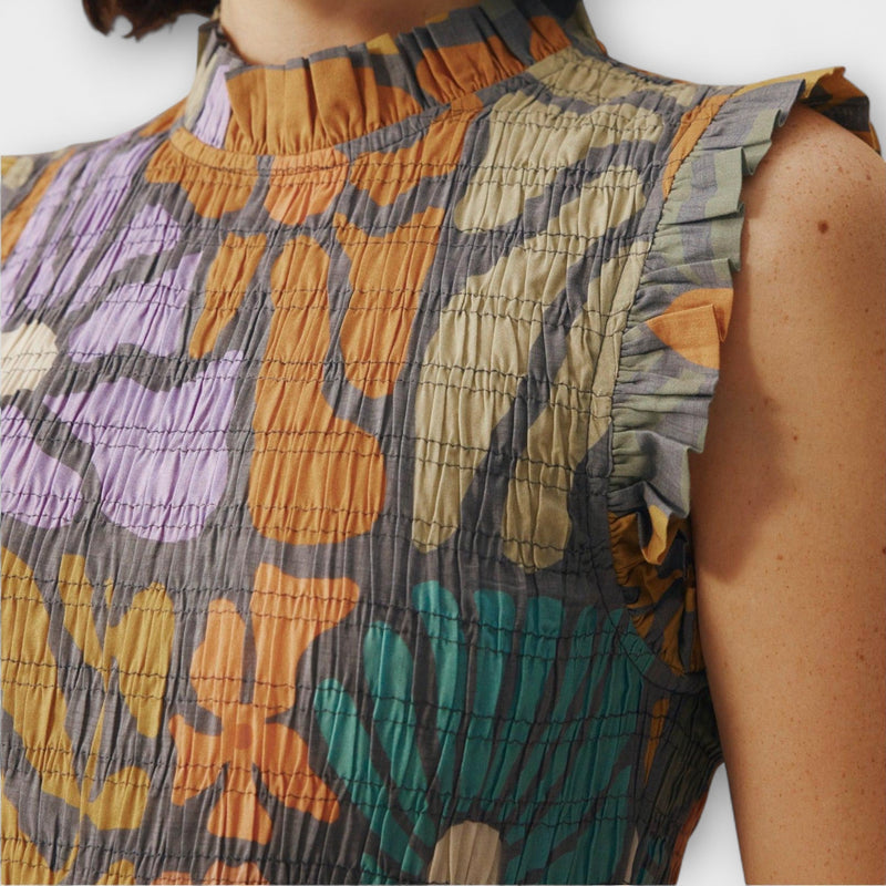 Multicolore Botanische Midi-jurk