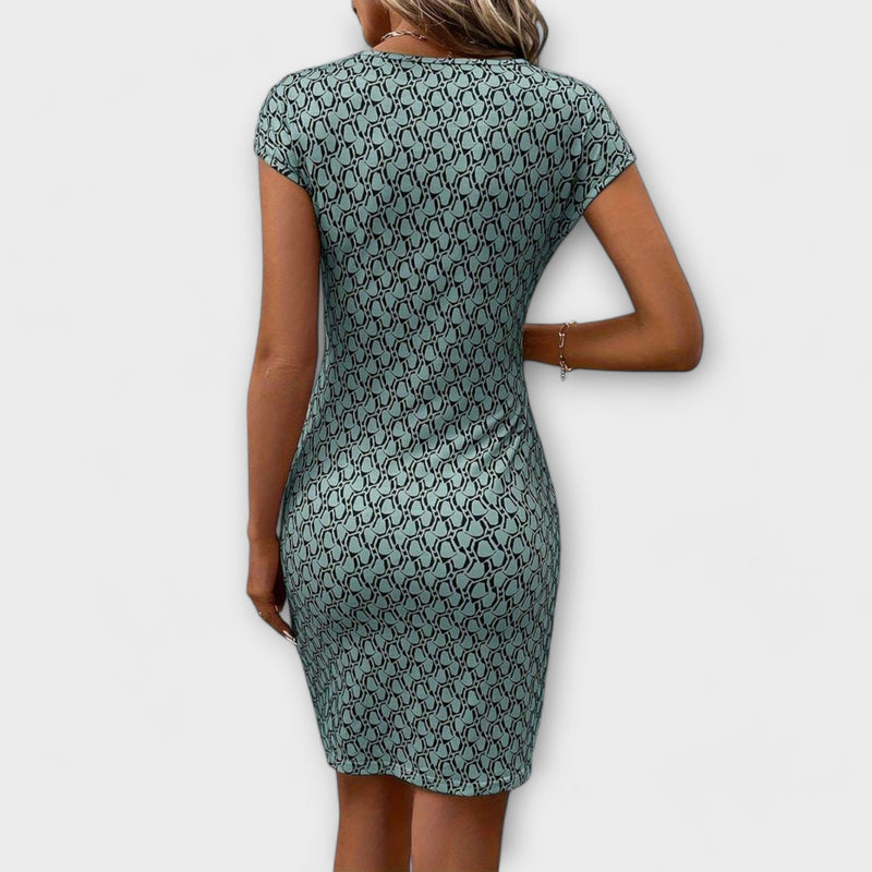Emma - Korte Mouwen Tulp Jurk met Allover Print