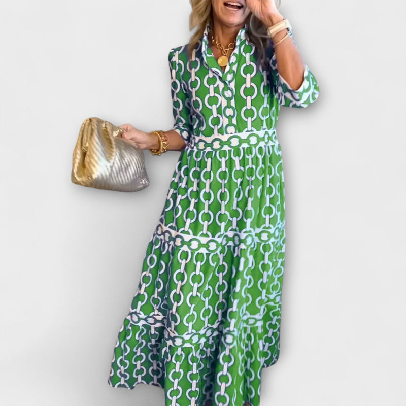 Juliette - Midi Jurk met Kettingpatroon