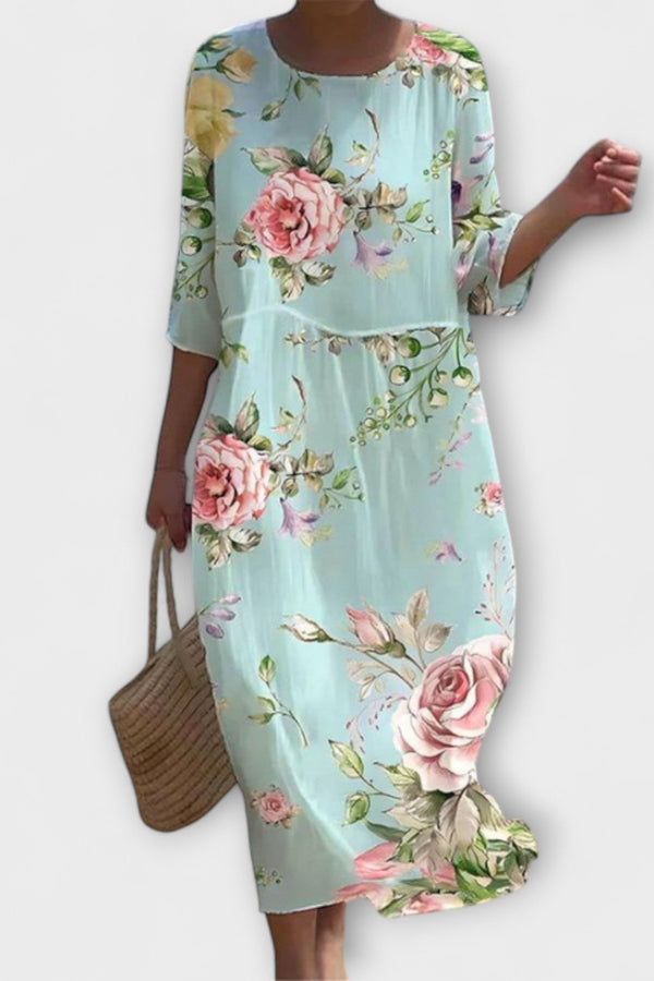 Miranda - Stijlvolle Bloemen Maxi Jurk