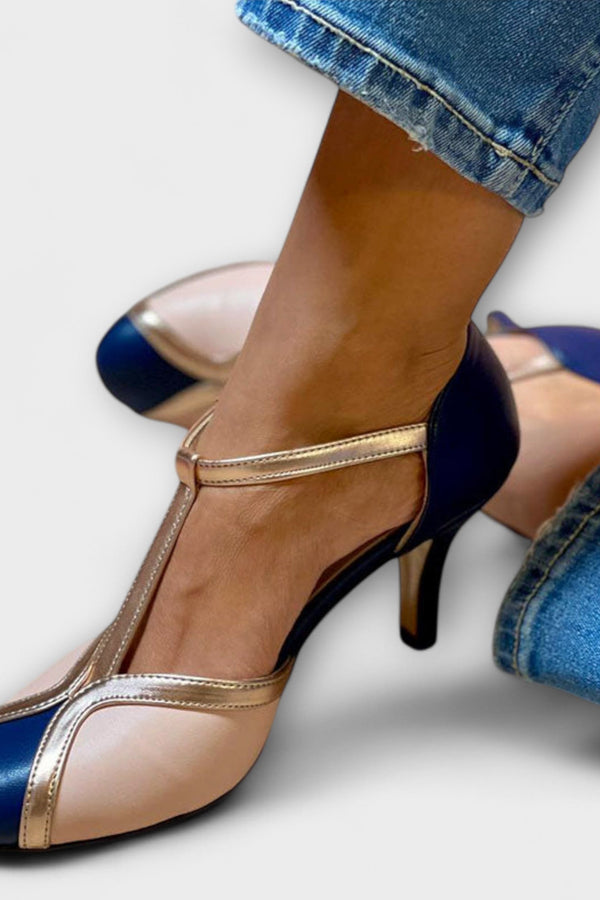 Alessia – Twee-Tone T-Strap Elegantie