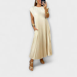 Sorrel - Chic Plissé Maxi-jurk met Elegante Invoegen