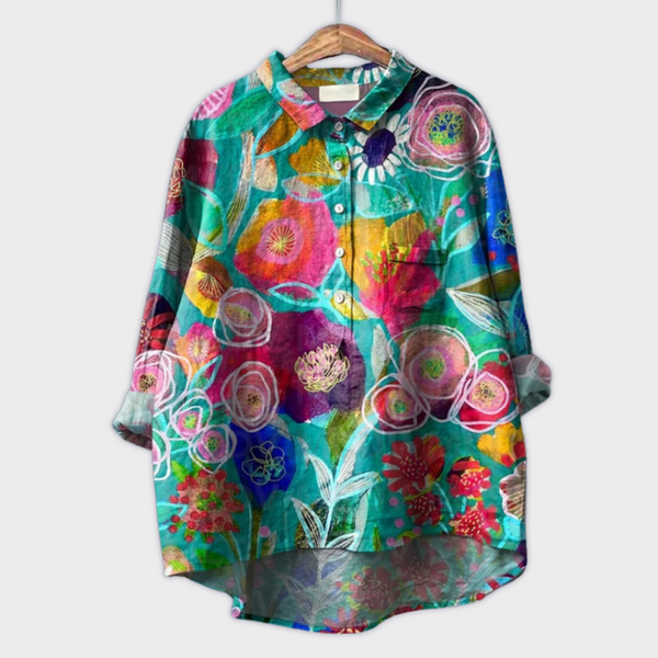 Magdalena - Handgemaakte Damesblouse met Bloemontwerp