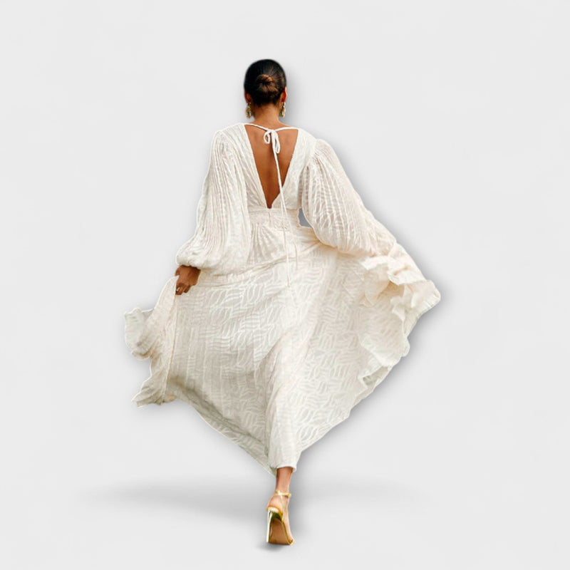 Elsa - Crème Maxi Jurk van Allegory