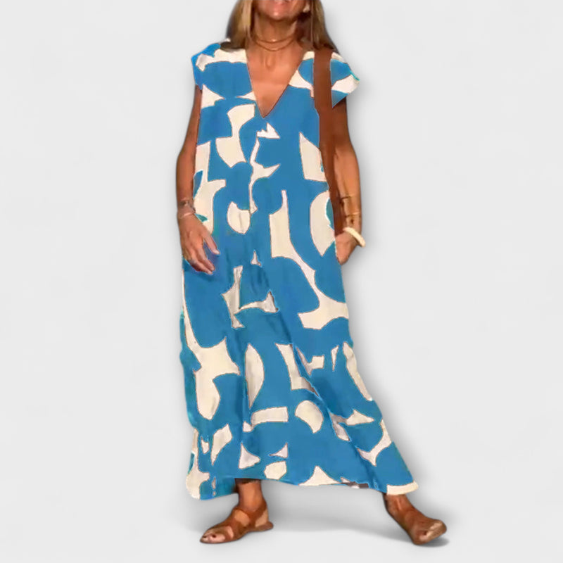 Elowen - Mouwloze Jurk met Uniek Geometrisch Print