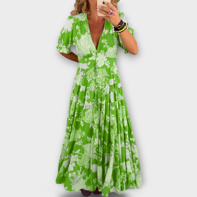 Catrisa - Bloemenprint V-hals Jurk