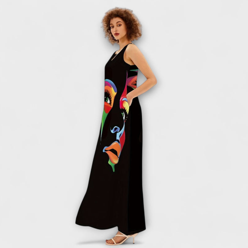 Honor - Stijlvolle Maxi Jurk met Chique Maskerprint