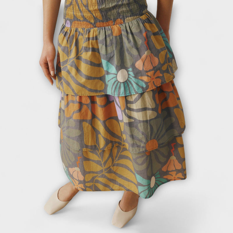 Multicolore Botanische Midi-jurk