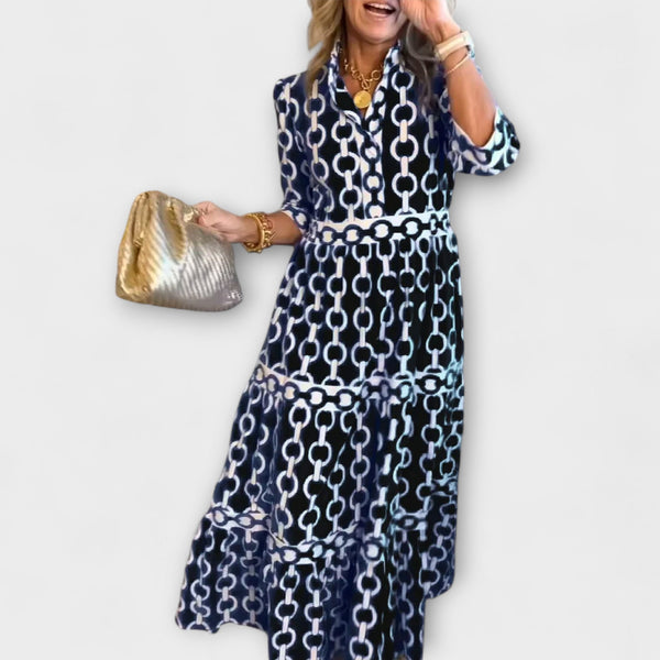 Juliette - Midi Jurk met Kettingpatroon
