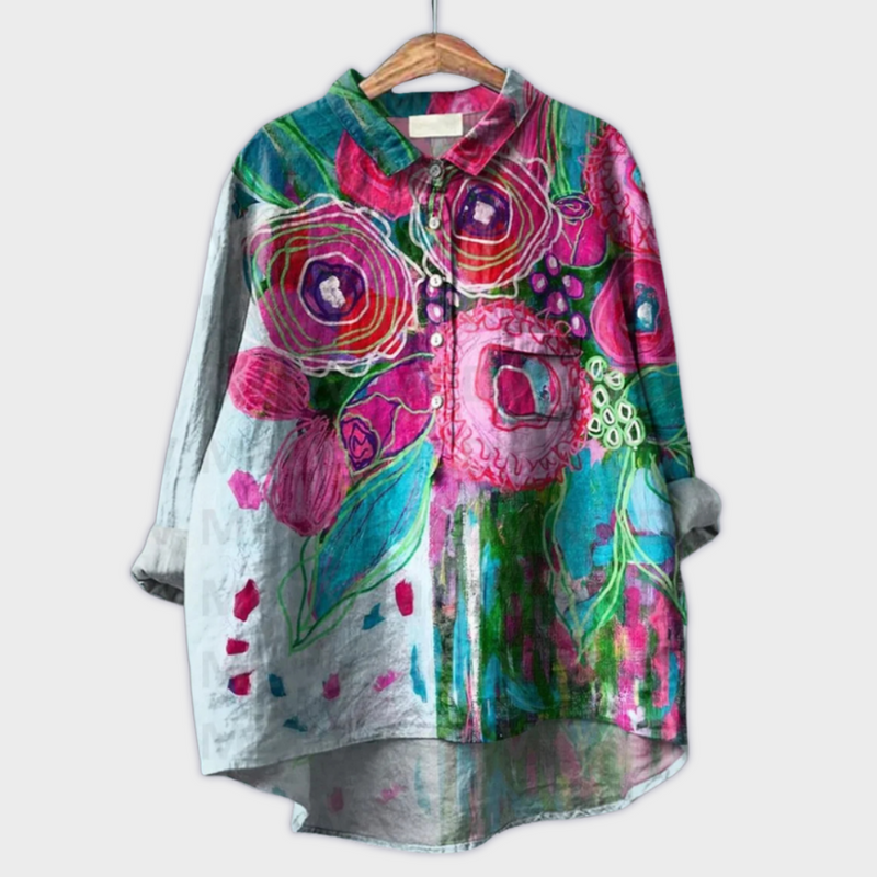 Magdalena - Handgemaakte Damesblouse met Bloemontwerp